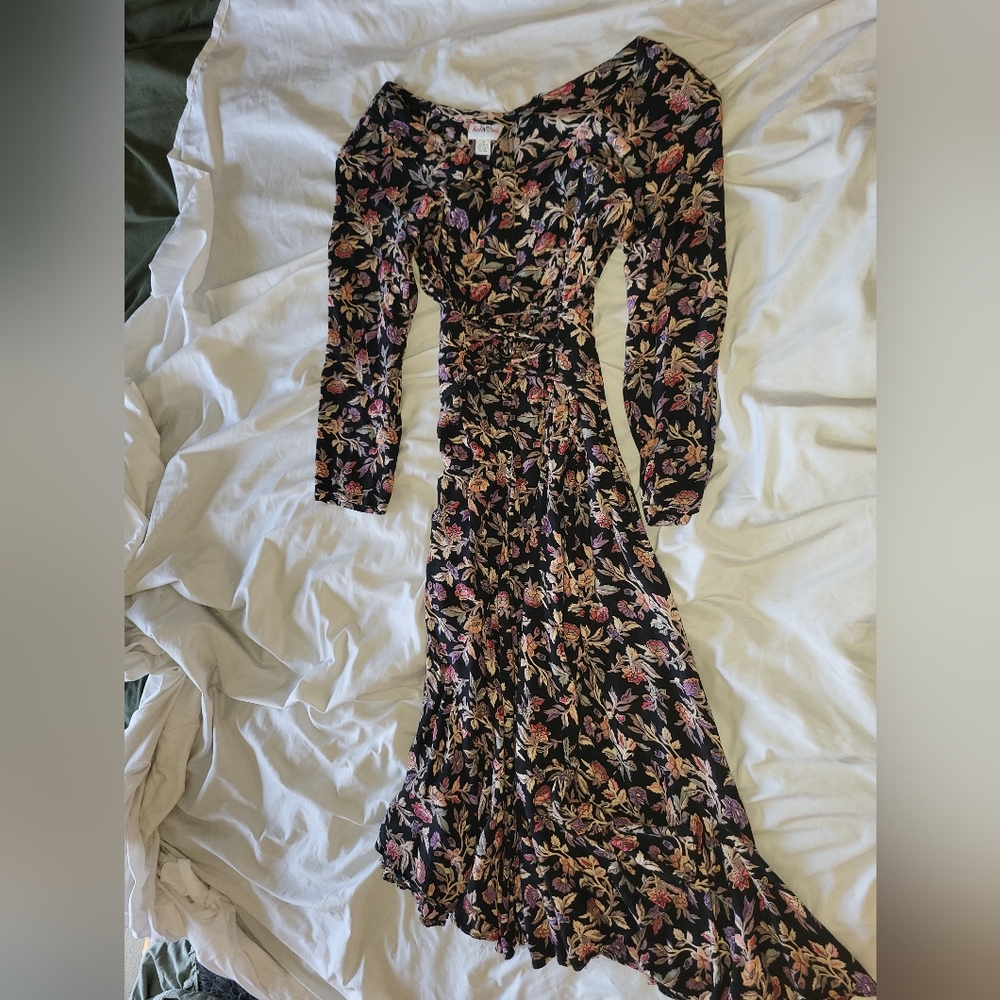 Red-N-Pink Brand Floral Long Sleeve Dress - Vintage